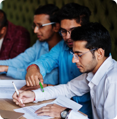 Team interviewing candidates